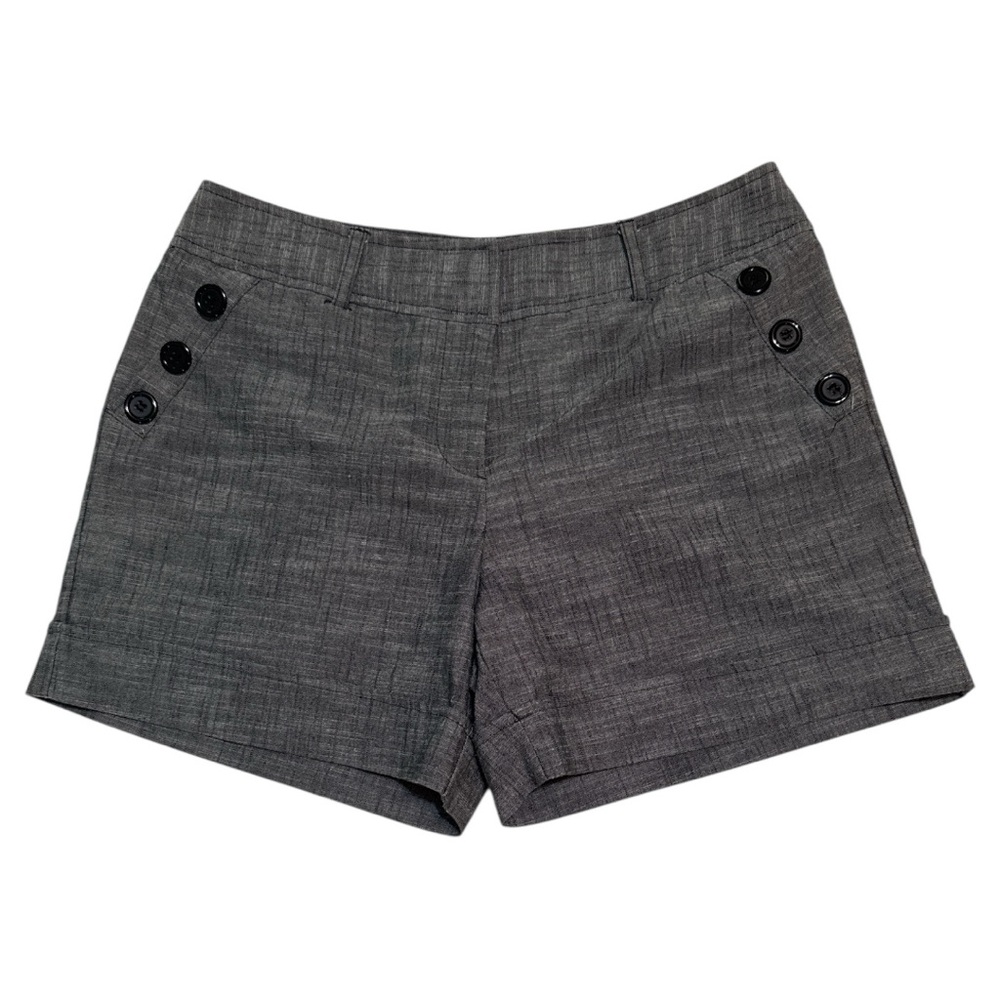 High Waist Gray Shorts with Buttons